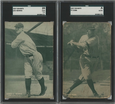 1927 Exhibits Hall of Famers SGC-Graded Pair (2 Differet) Including Cobb and Gehrig